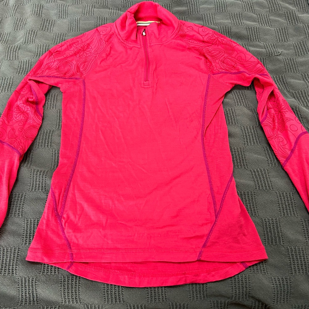 Smartwool 1/4 Zip 100% Merino Wool Base Layer Long Sleeve Size S.